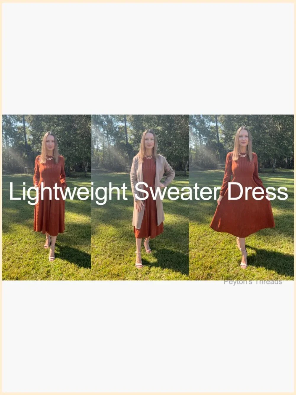 Long Sleeve Ribbed Knit Midi Dress with Pockets - Picture 6 of 7
